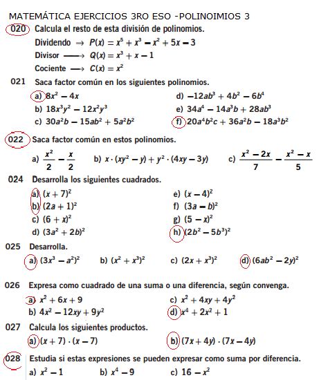 Tu Ayuda Con Las Matemáticas MatemÁtica Ejercicios 3ro Eso PolinomÍos 3