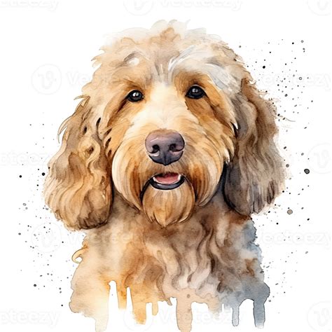 Cute watercolor goldendoodle dog. Illustration AI Generative 23693477 PNG