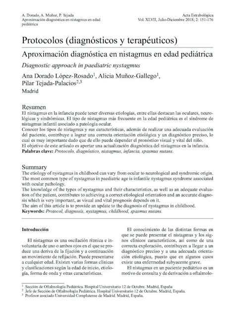 Pdf Protocolos Diagn Sticos Y Terap Uticos Nistagmus