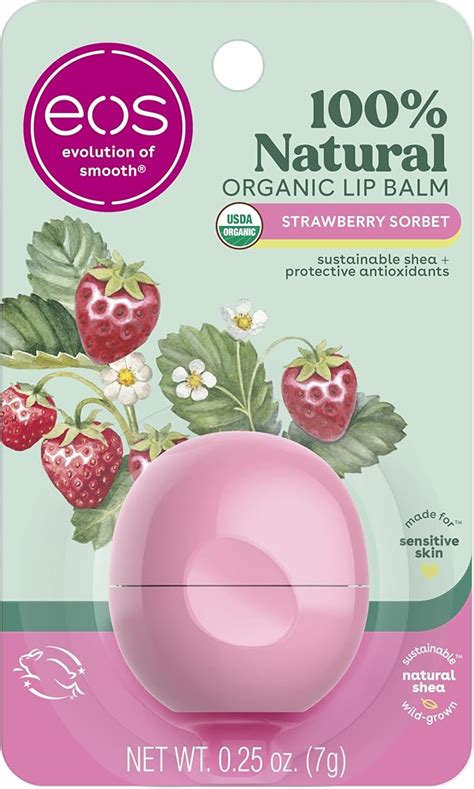 Eos Organic Lip Balm Sphere Strawberry Sorbet Certified Organic