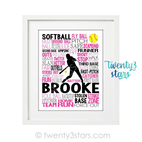 Softball Poster Softball Art Softball Player Gift Softball | Etsy