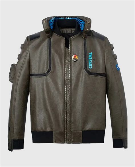 Cyberpunk-2077 Beige Bomber Leather Jacket