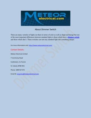 About dimmer switch | PDF