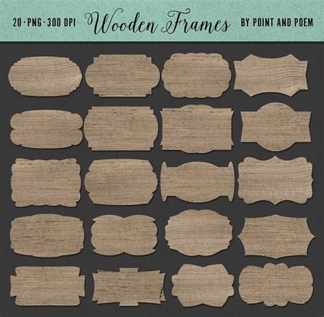 Frame Clipart Wood Labels Digital Banner Clip Art By Pointandpoem