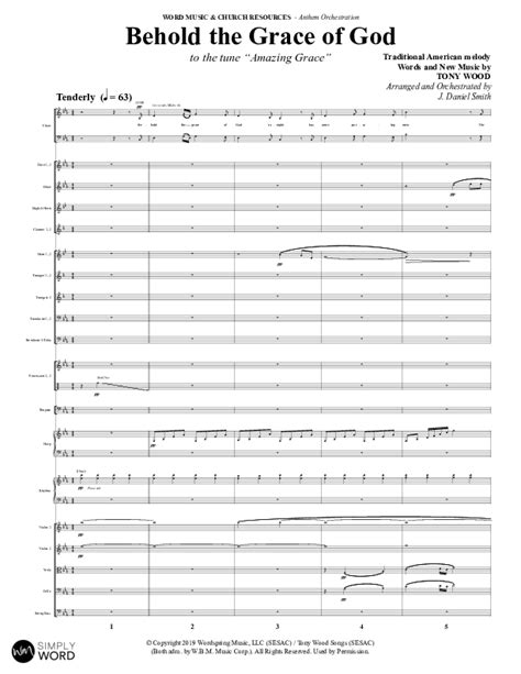 Behold The Grace Of God Choral Anthem Satb Orchestration Word Music