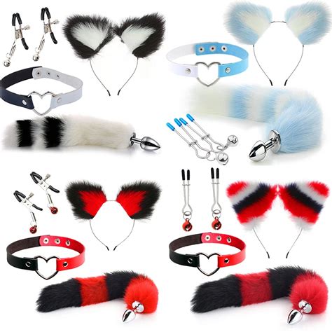 Anal Sex Toys Fox Tail Butt Plug Sexy Plush Cat Ear Headband With