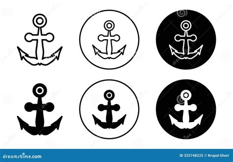 Anchor Icon Collection Of Outline Thin Line Symbol Or Sign Stock