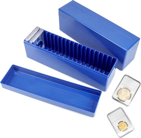 Amazon QWORK Blue Plastic Coin Slab Storage Box 2 Pack