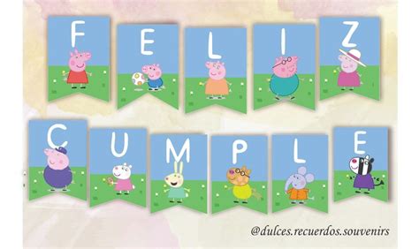 Banderín De Peppa Pig Pdf Para Imprimir Feliz Cumple Avisos en