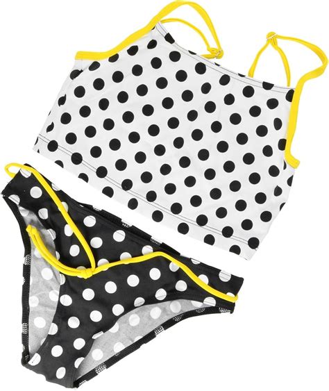 Lorin Kids Mädchen Bikini Tankini Badeanzug L Gr Jahre cm White Black Polka Dot