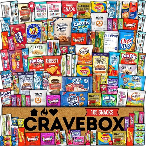 Amazon CRAVEBOX Snack Box Variety Pack Care Package 105 Count