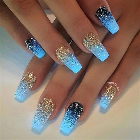 Blue Neon W Glitter Glow In The Dark Nails Nail Designs Glitter Nail