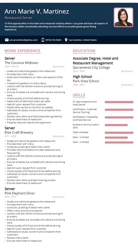 Best Restaurant Server Resume Examples For 2024