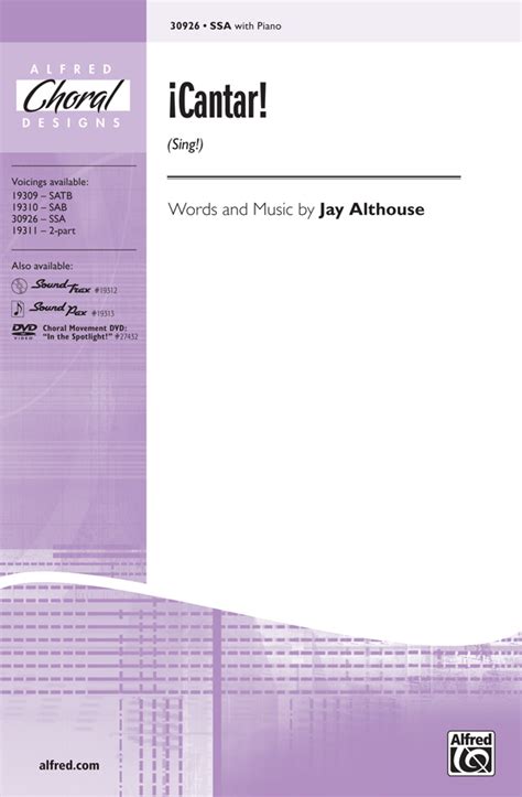 ¡cantar Sing Ssa Choral Octavo Jay Althouse Sheet Music