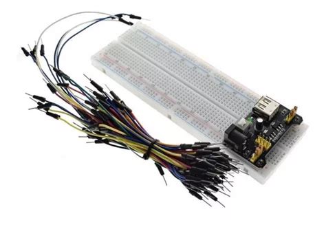 Kit Protoboard 830 Puntos Experimentador Con Fuente Y Cables