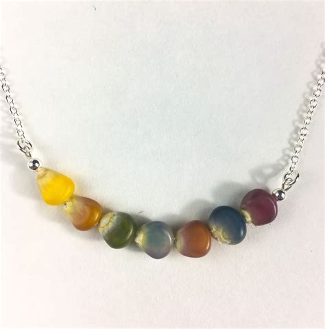 Glass Gem Corn Seed Jewelry Half Moon Necklace Hudson Valley Seed Company