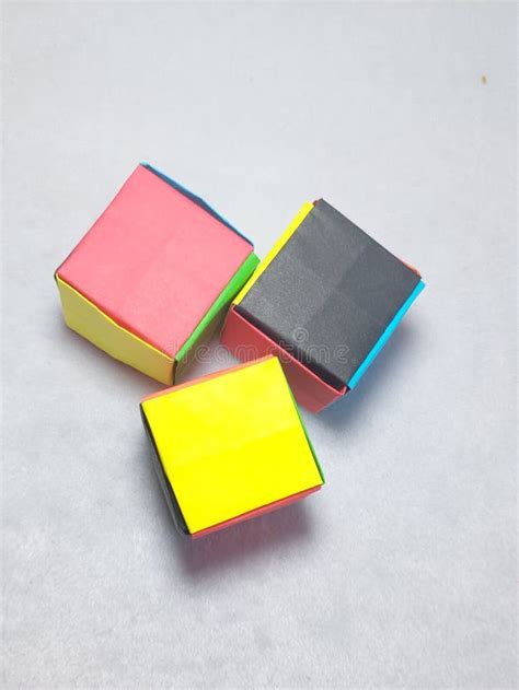 Rainbow Paper Cube Origami Crafts, Kid Toys Stock Photo - Image of ...