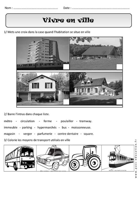 Vivre En Ville Paysages Urbains Exercices Cp Espace Cycle 2