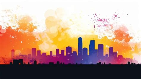 Premium AI Image | a colorful skyline with a colorful background and a ...