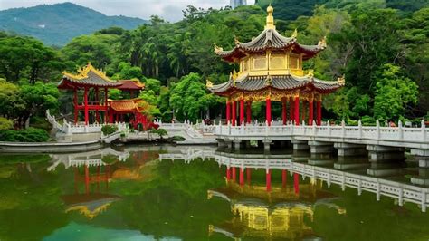 Premium Photo Golden Pavilion In Nan Lian Garden Near Chi Lin Nunnery