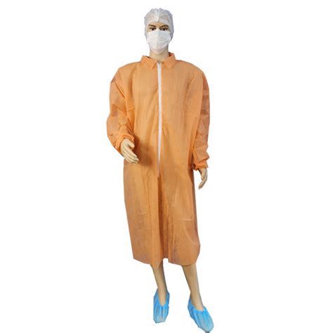 Disposable Lab Coat Nonwoven Pp Sms Visiting Lab Gown With Knitted Cuff