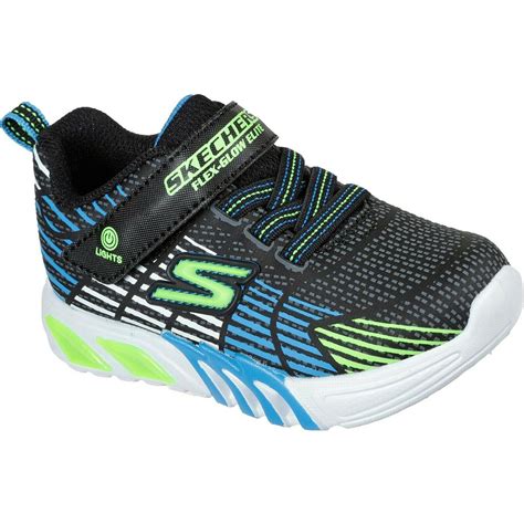 Boys S Lights Flex Glow Elite Trainers Blacklime Skechers Decathlon