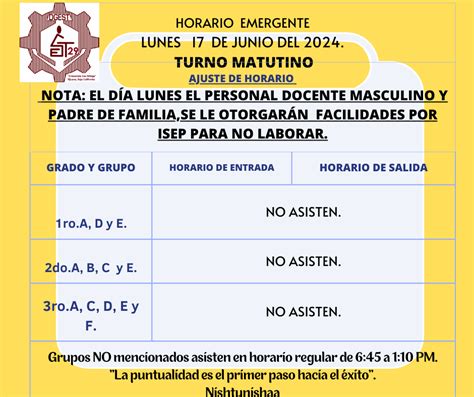 Oque É Turno Matutino - Horario emergente-turno matutino. | Escuela Secundaria Técnica 29