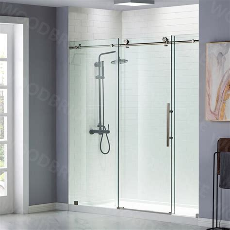 Woodbridge 68 72 W X 76 H Single Sliding Frameless Shower Door