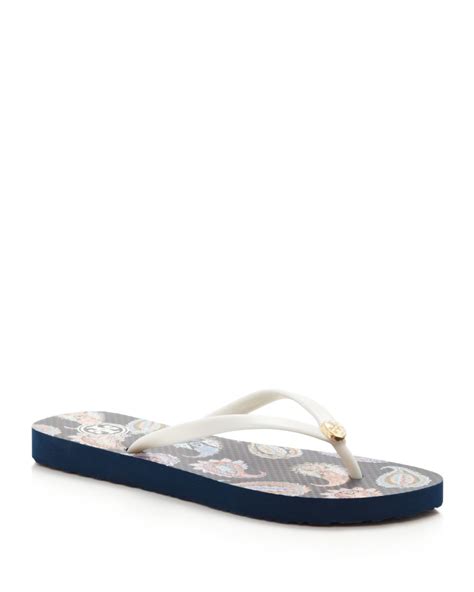 Tory Burch Flip Flops Thin Paisley In White Lyst