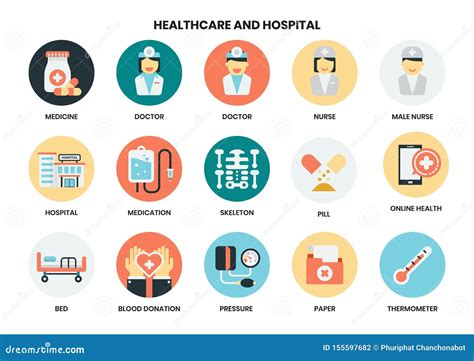 Iconos Del Hospital Fijados Para El Negocio Ilustración del Vector