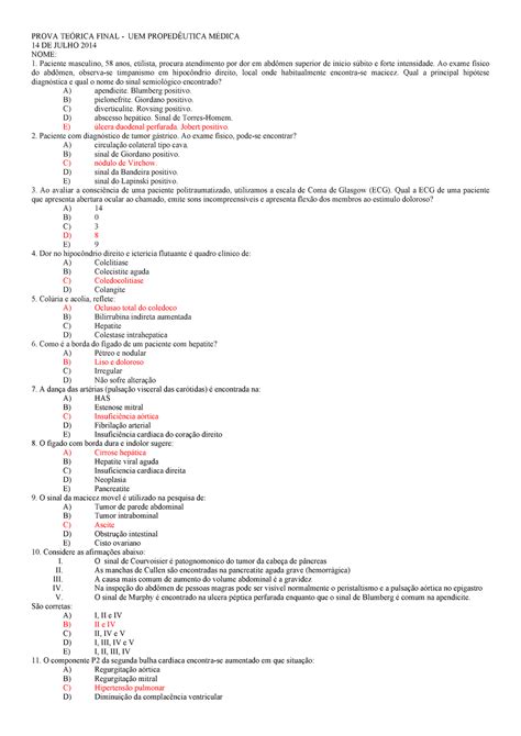 Prova Julho 2014 questões e respostas PROVA TEÓRICA FINAL UEM