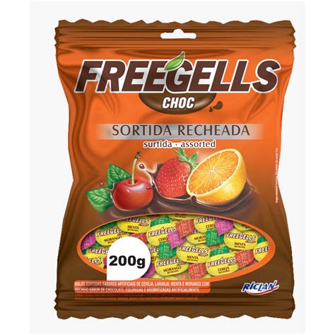 Bala Freegells Sabores Sortidos Recheio De Chocolate G Riclan