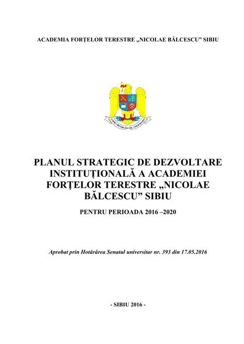 Pdf Planul Strategic De Dezvoltare Capitolul Iii Strategii