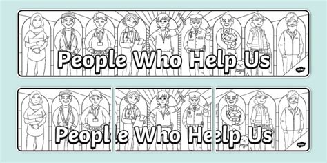 People Who Help Us Colouring Display Banner Teacher Made