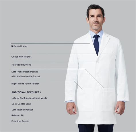 Mens M3 Laennec Classic Fit 40 Lab Coat Medelita