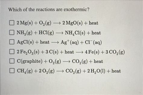 Answered Which Of The Reactions Are Exothermic Bartleby