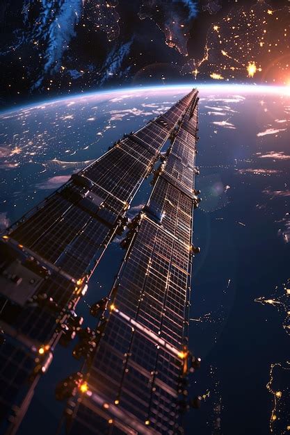 Premium Photo Wireless Energy Transmission From Space A Massive Solar Power Station Above