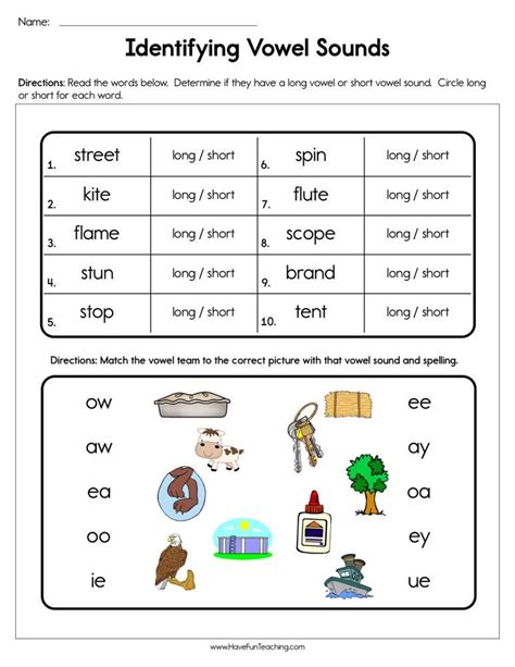 Worksheets For Long Vowel Sounds