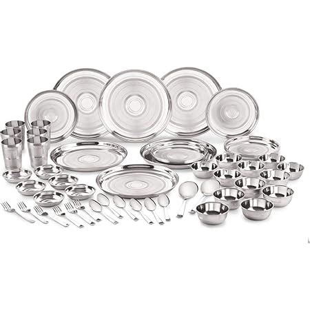 Neelam Stainless Steel Dinner Set Set Of 50 Pcs Diamond Amazon In