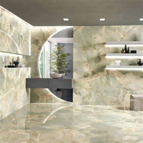 Onice Green Onyx Effect Polished Tile 60x120 Cm I Tiles Diy