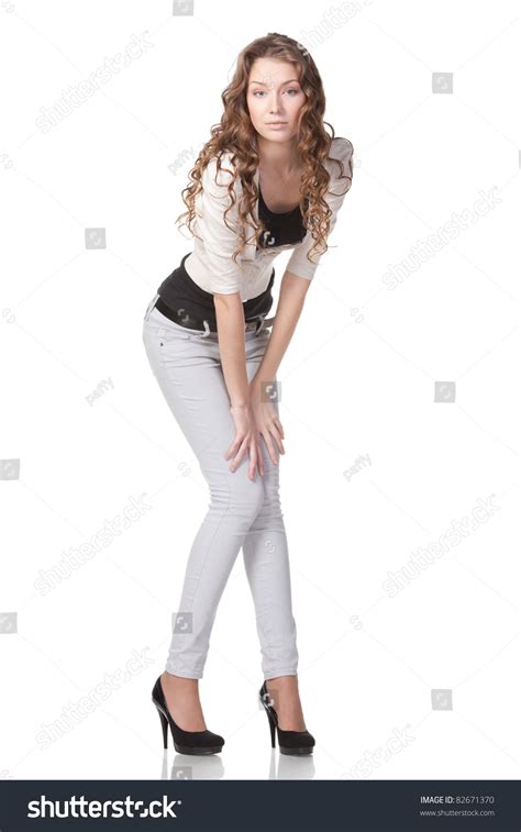 Full Length Of Coquettish Fashion Model Isolated On White Background ...