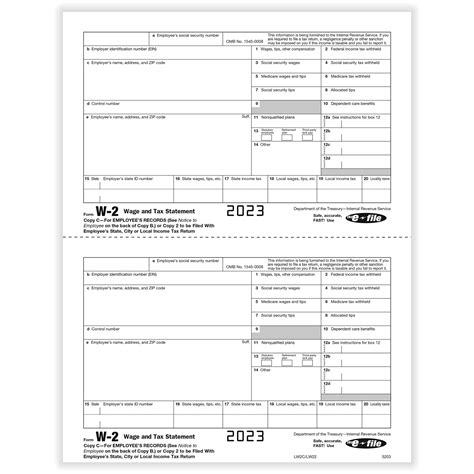 Complyright 2023 W 2 Tax Form 2 Part 2 Up Employee Copy C 50 Pack 520350