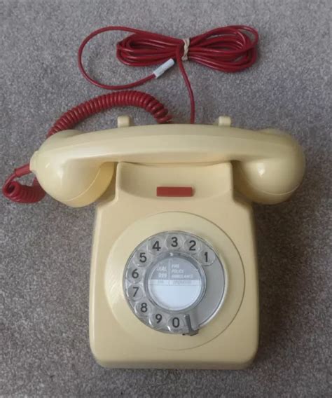 CREAM RED 8746G 746 GPO BT Rotary Dial Telephone Tone DTMF Dialling Via