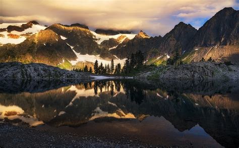 Papel De Parede 1230x768 Px Calma Nuvens Lago Panorama Montanha