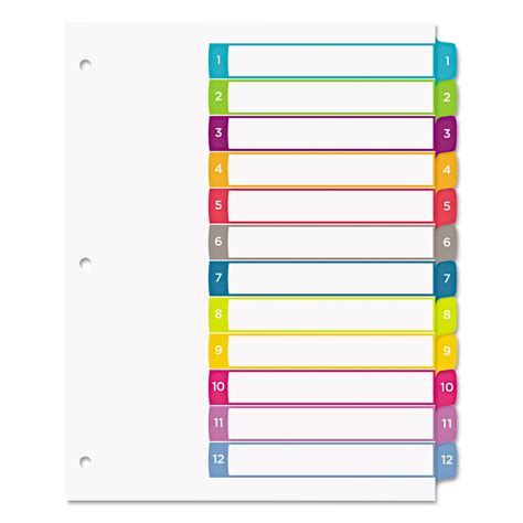 Customizable Toc Ready Index Multicolor Dividers 1 12 Letter Bundle