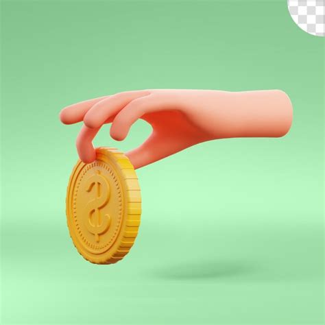 Premium Psd Hand Holding Coins Paying Cash Money