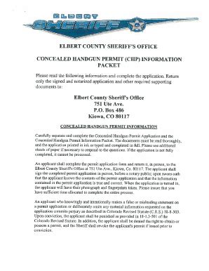 Fillable Online Concealed Handgun Permit Chp Information Elbert