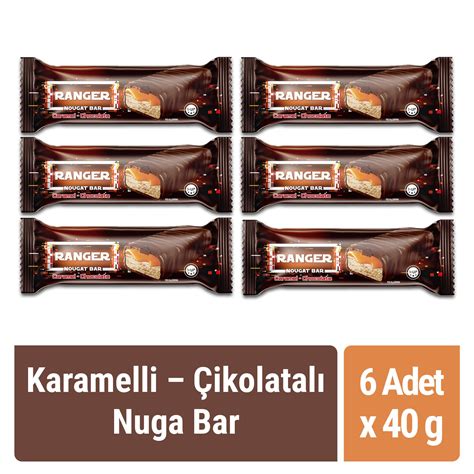 Ranger Karamelli Nuga Bar Çikolata 40 gr x 6 Adet