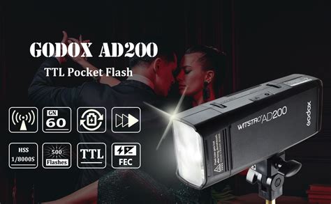 Amazon Godox AD200 200Ws 2 4G TTL Flash Strobe 1 8000 HSS