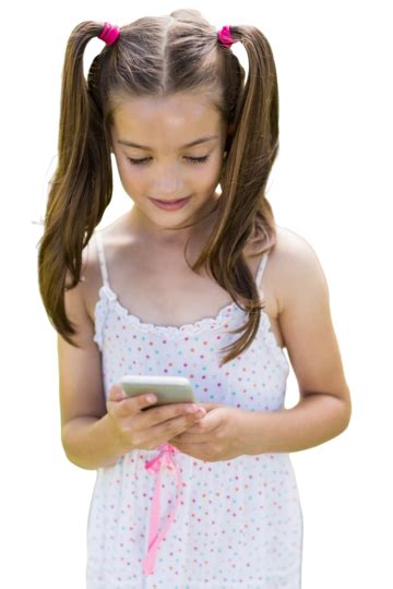 Young Girl Using Mobile Phone Outdoors Girl Standing Browsing Female